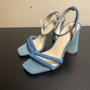 Sam Edelman Blue Denim Block Heel Sandals